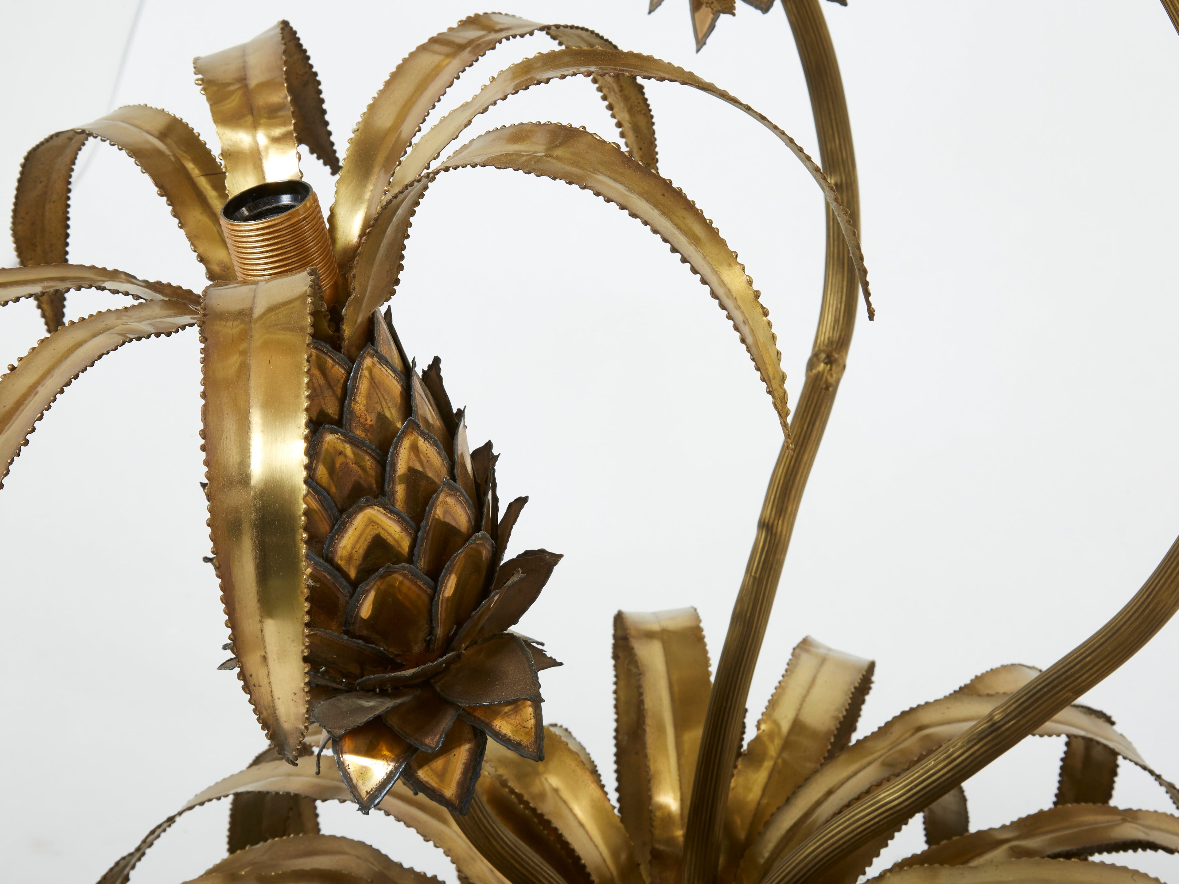 Pair of brass Maison Jansen Pineapple tree floor lamps 1970s