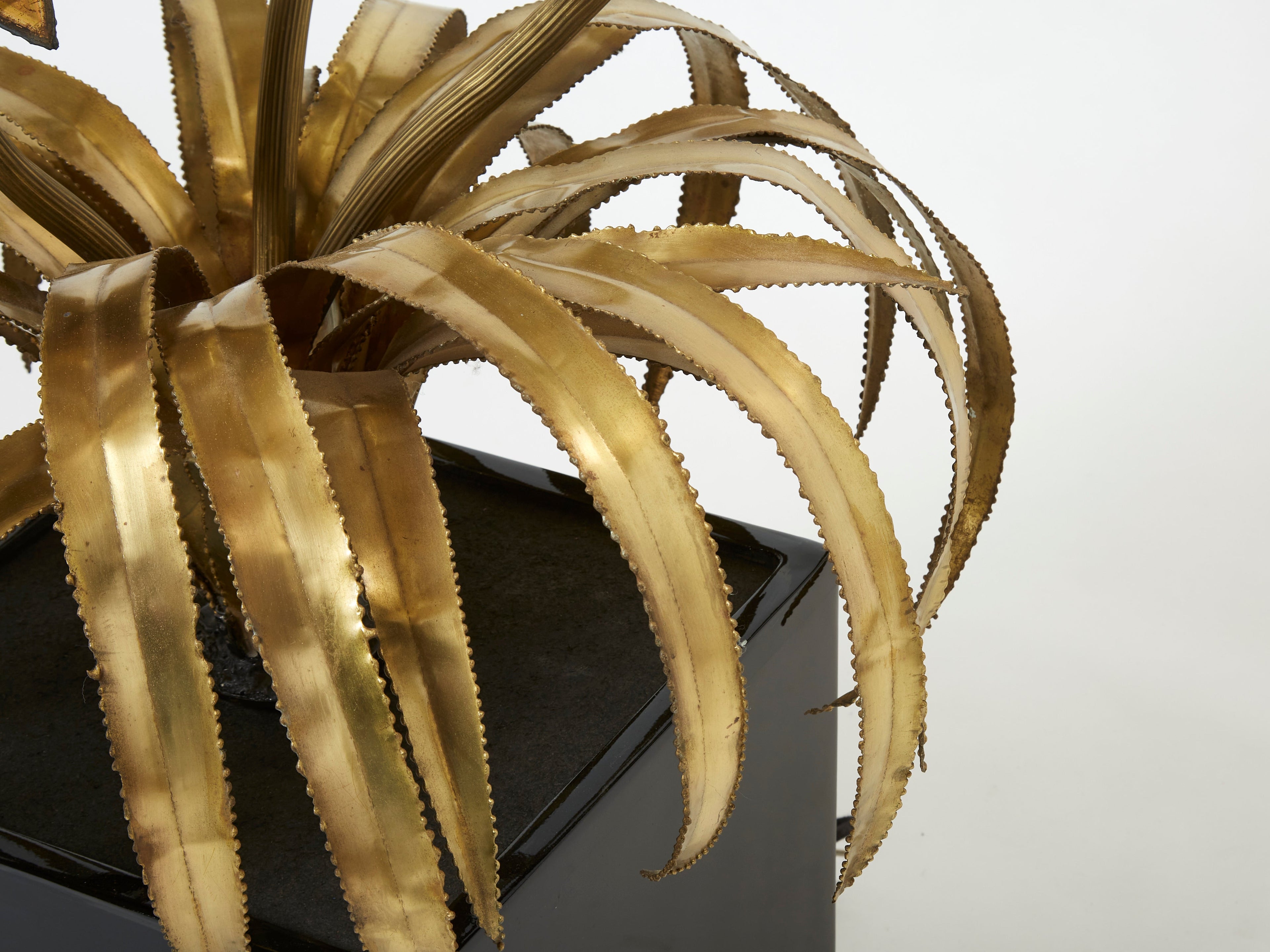 Pair of brass Maison Jansen Pineapple tree floor lamps 1970s
