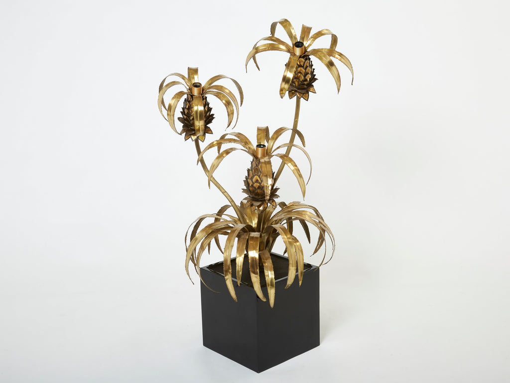 Pair of brass Maison Jansen Pineapple tree floor lamps 1970s