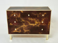 Rare golden lacquer and brass Maison Jansen chest of drawers 1970s