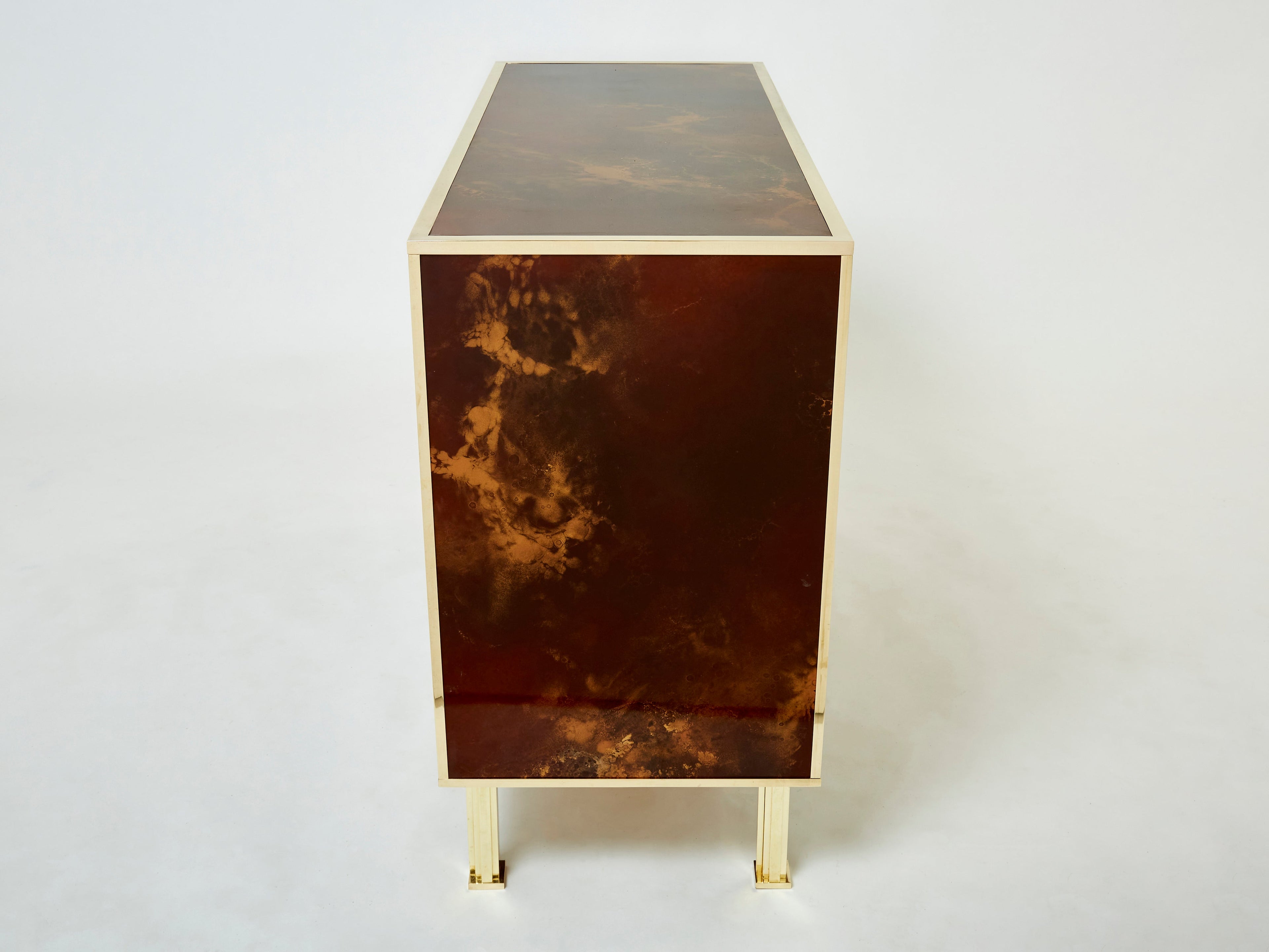 Rare golden lacquer and brass Maison Jansen chest of drawers 1970s