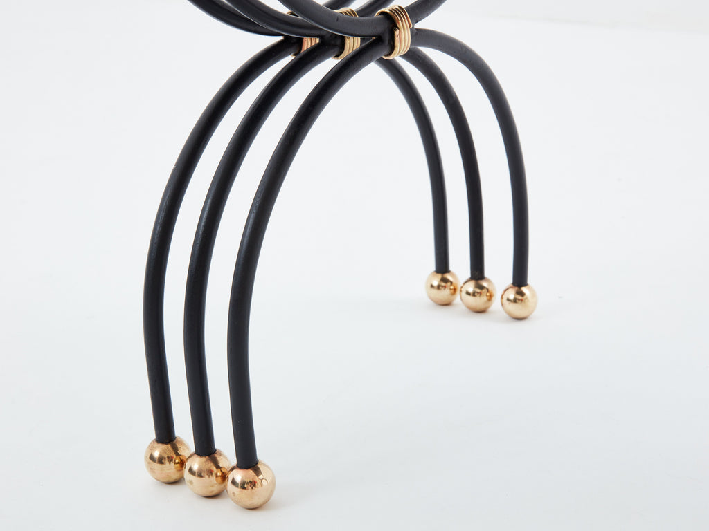 Maison Jansen black brass opaline glass nesting tables 1960s