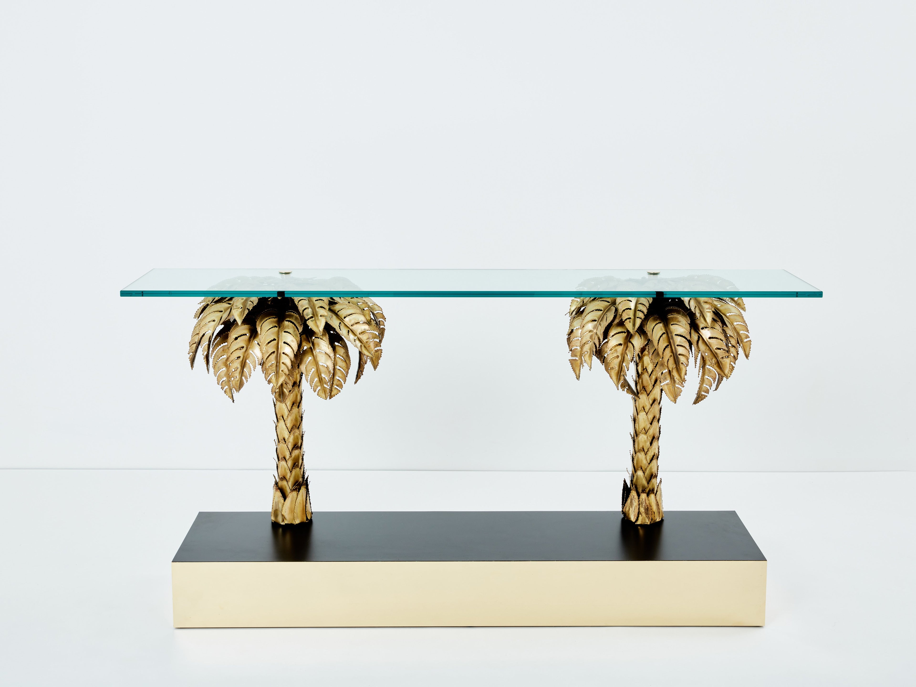 Maison Jansen brass palm tree console table 1970s