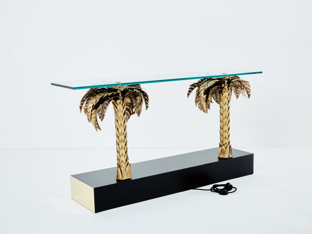 Maison Jansen brass palm tree console table 1970s