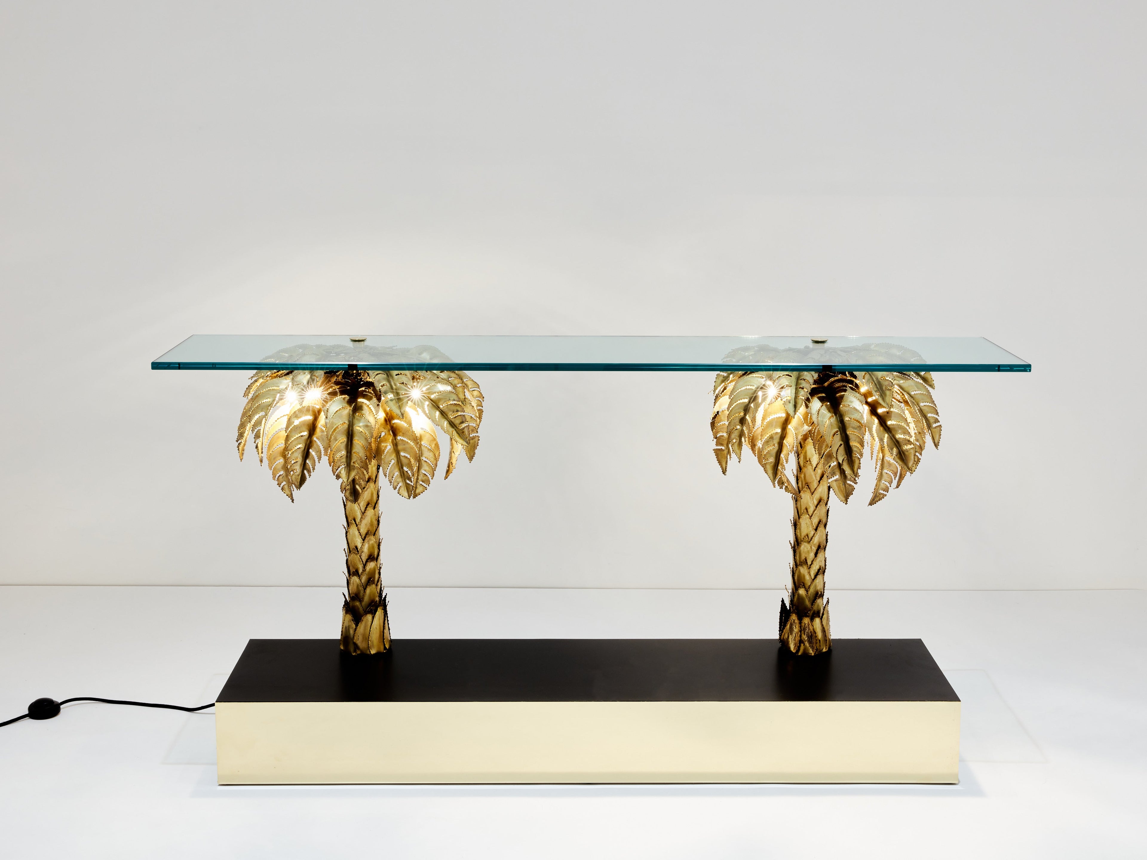 Maison Jansen brass palm tree console table 1970s