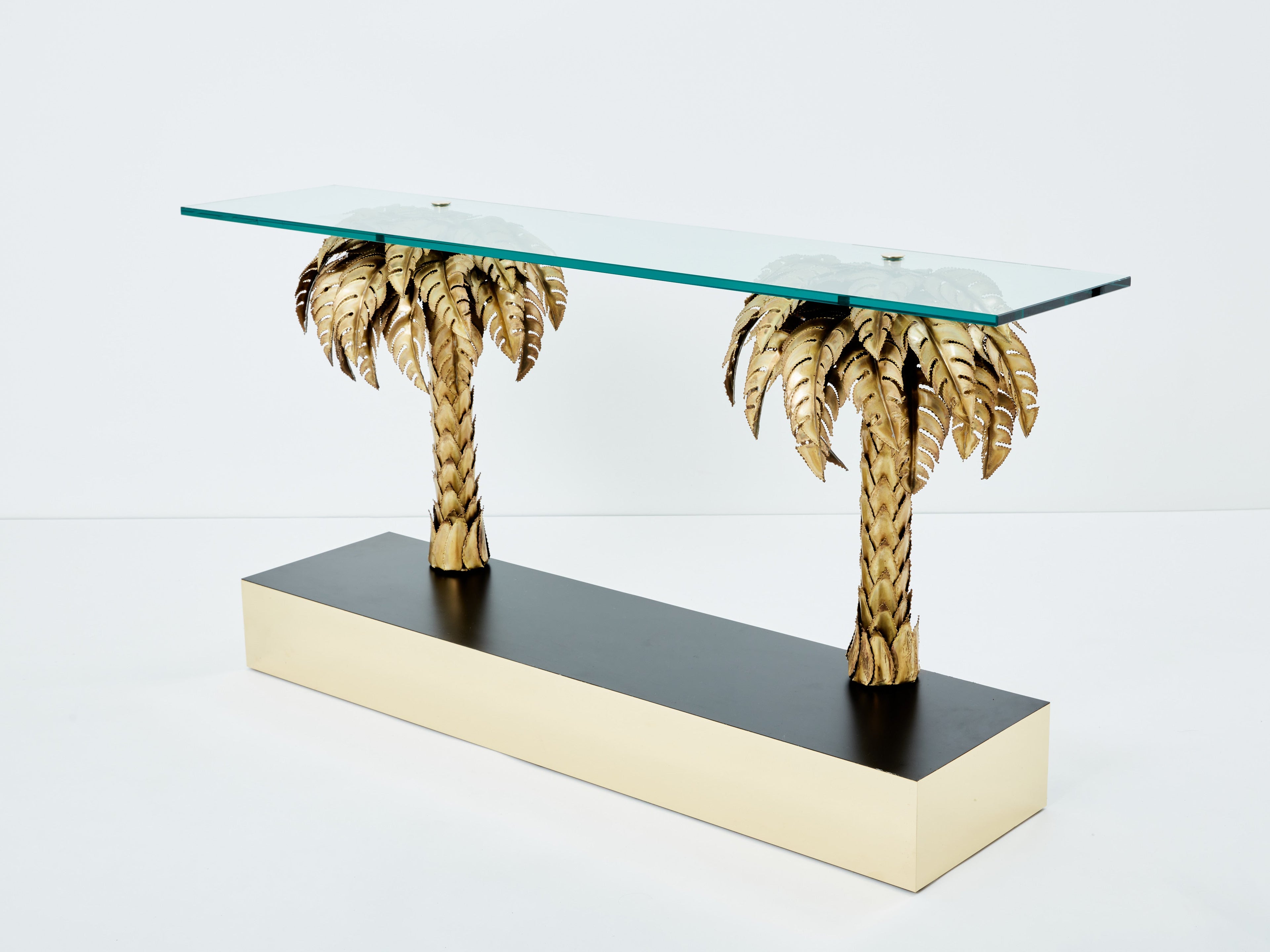Maison Jansen brass palm tree console table 1970s