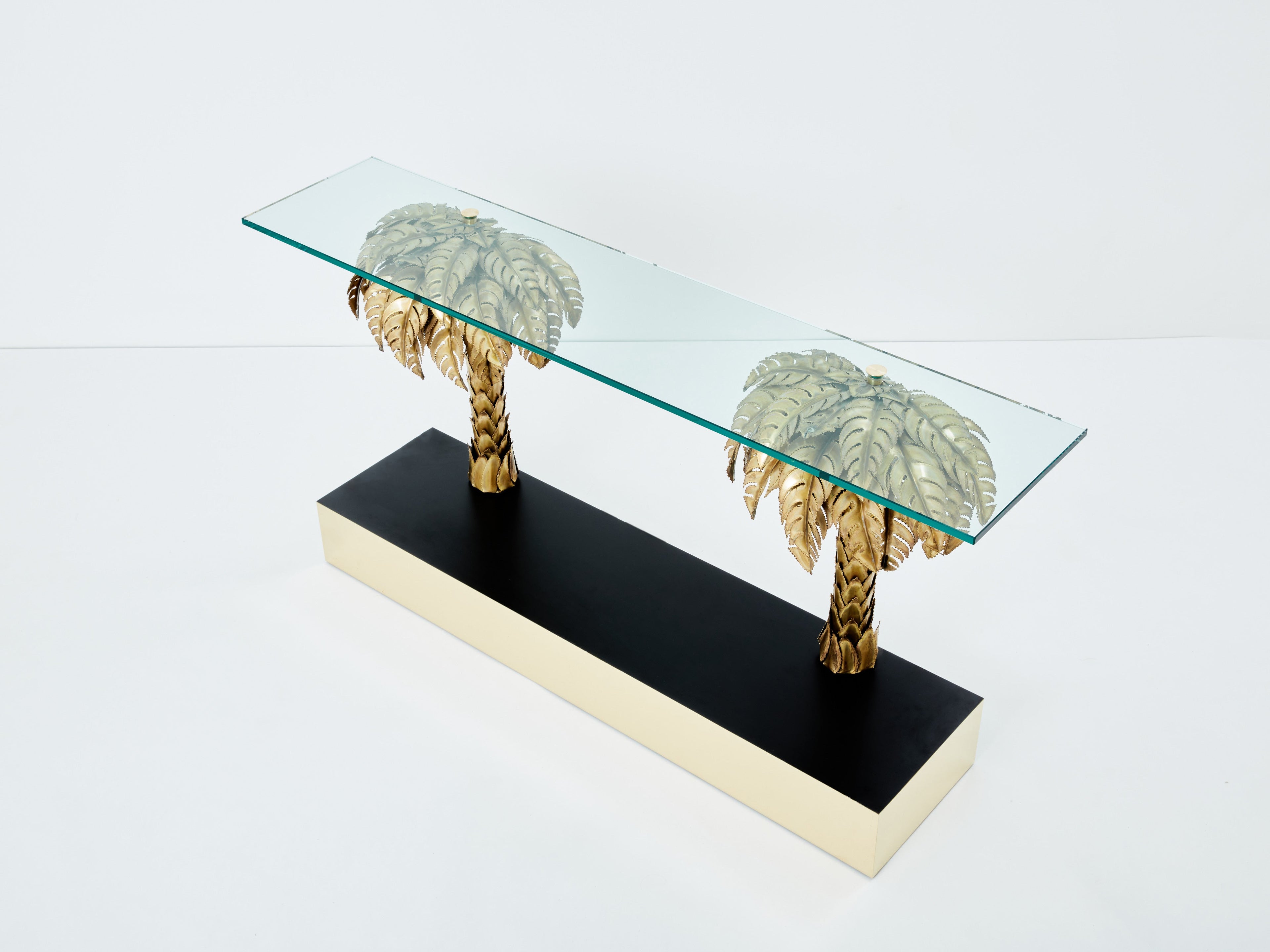 Maison Jansen brass palm tree console table 1970s