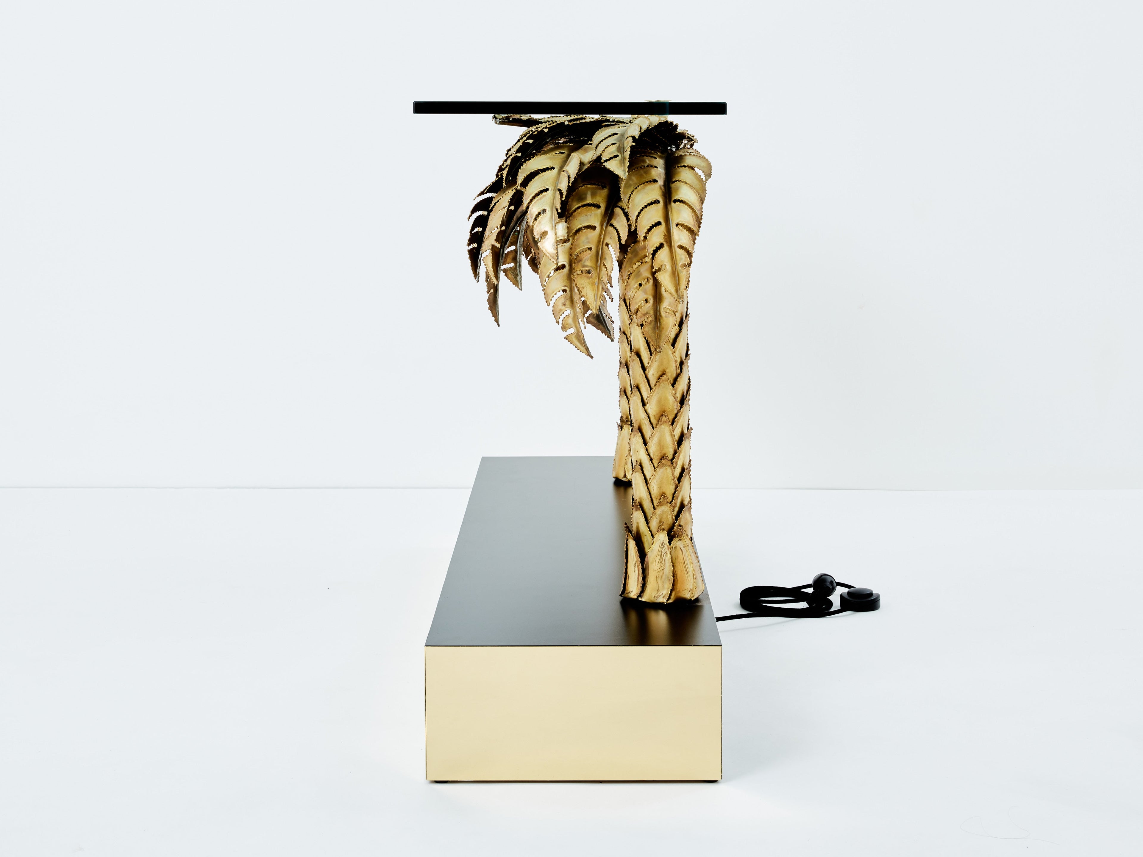 Maison Jansen brass palm tree console table 1970s