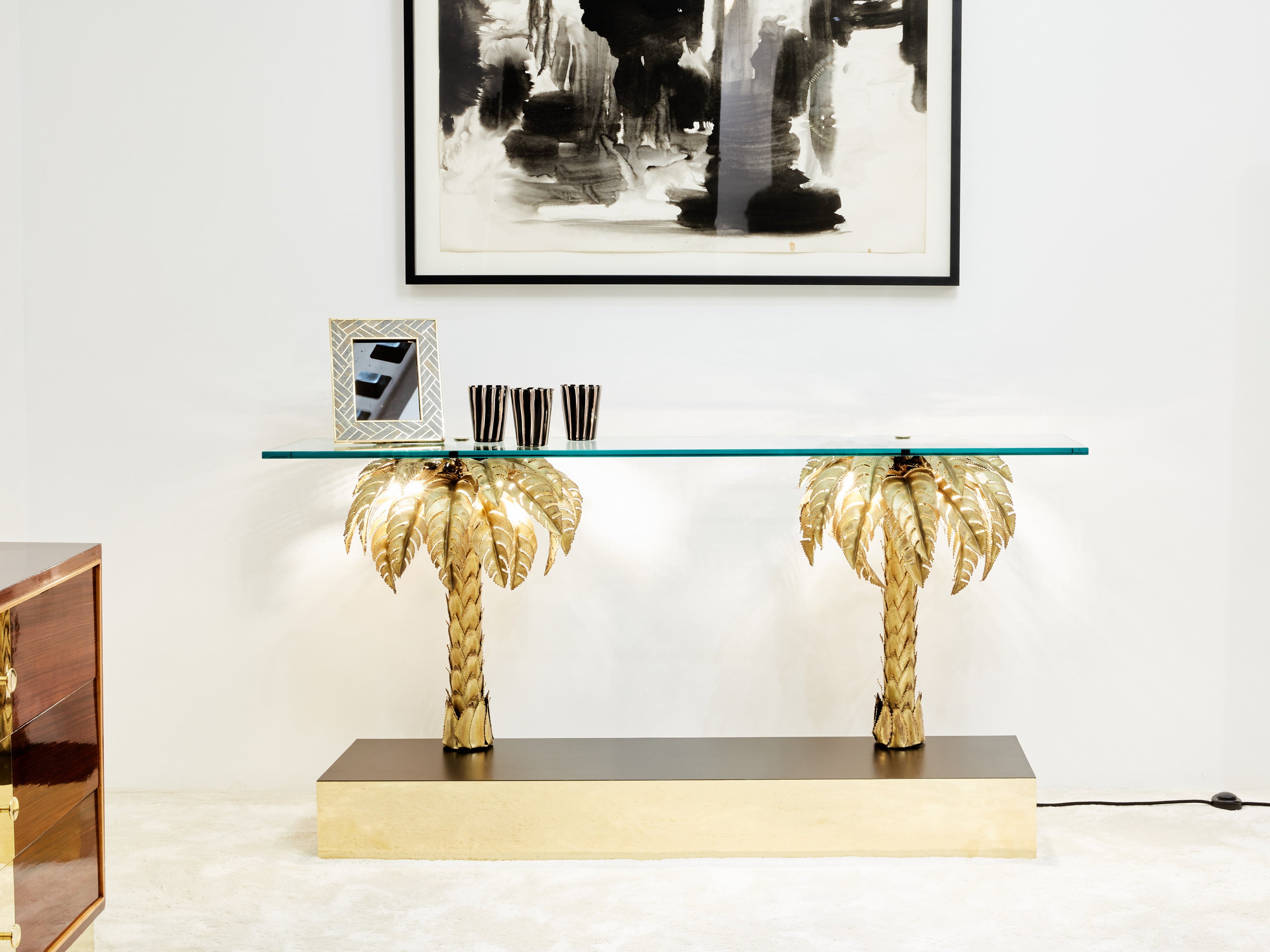 Maison Jansen brass palm tree console table 1970s