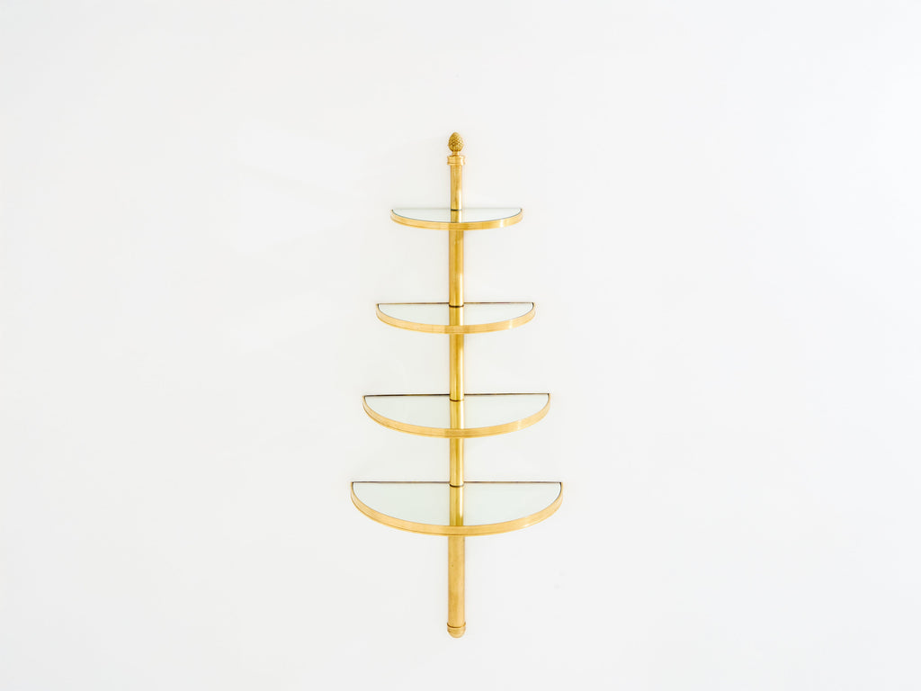 Maison Jansen demi-lune bronze and mirror shelving unit 1932