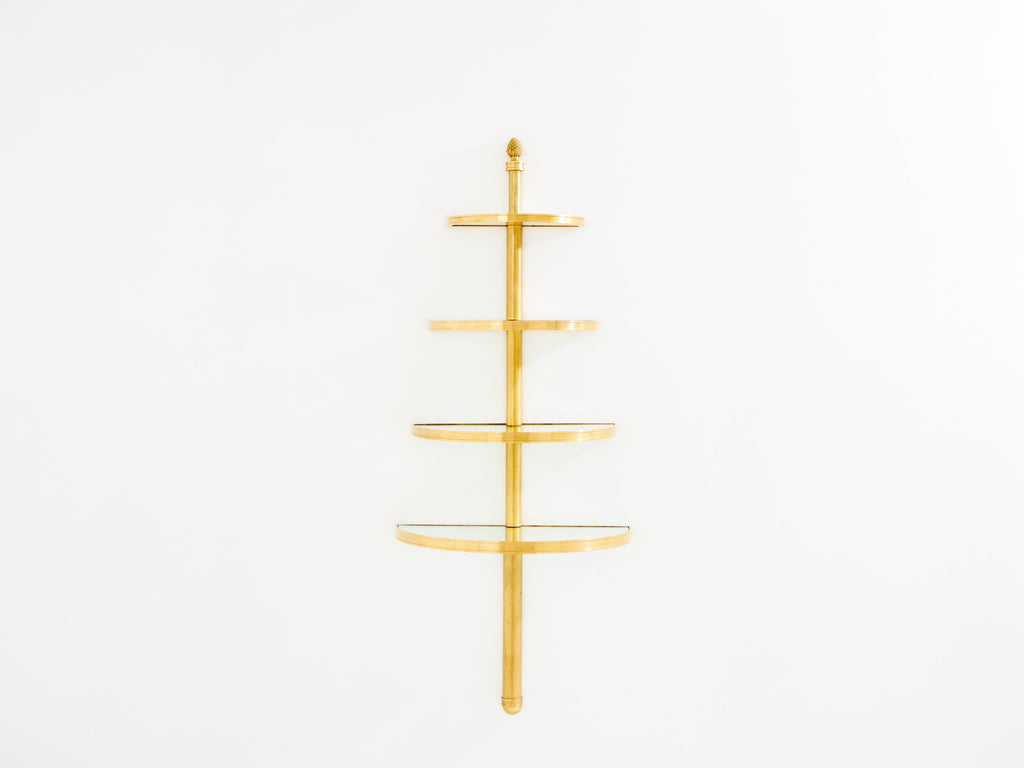 Maison Jansen demi-lune bronze and mirror shelving unit 1932