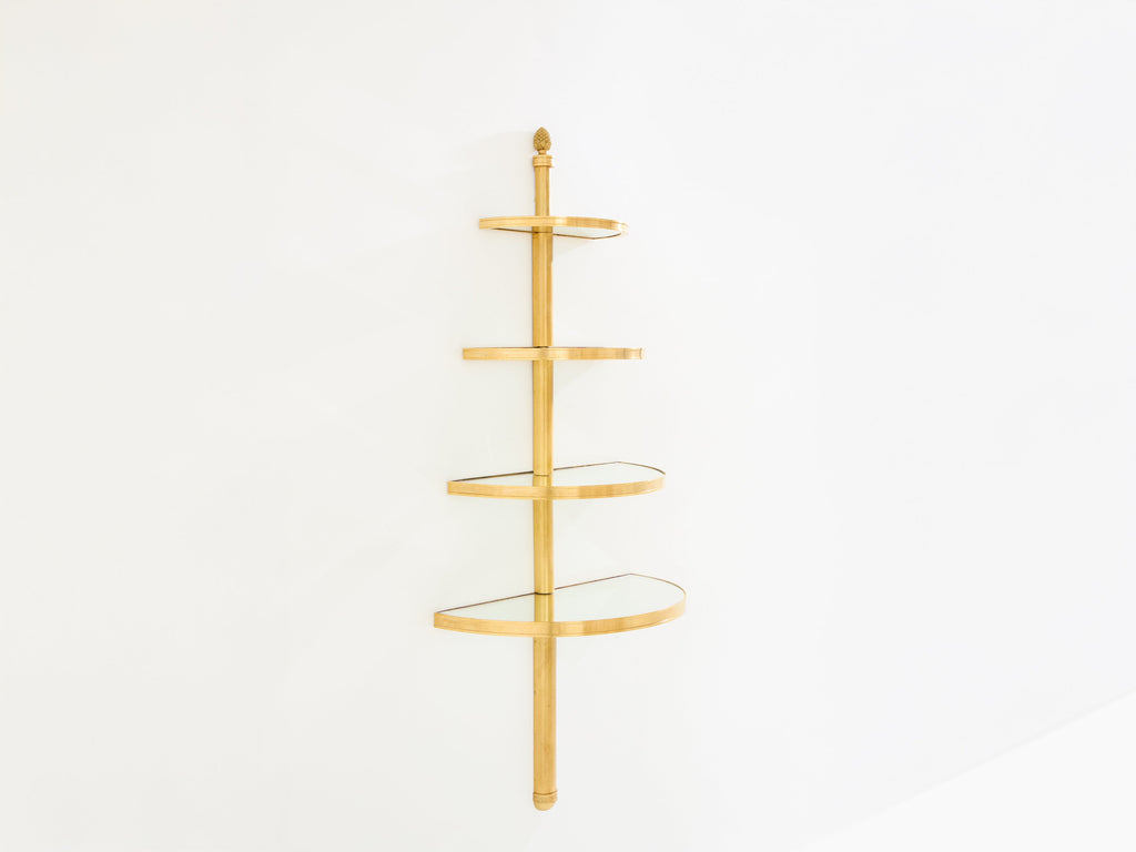 Maison Jansen demi-lune bronze and mirror shelving unit 1932