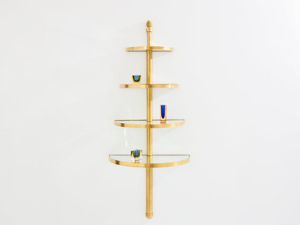 Maison Jansen demi-lune bronze and mirror shelving unit 1932