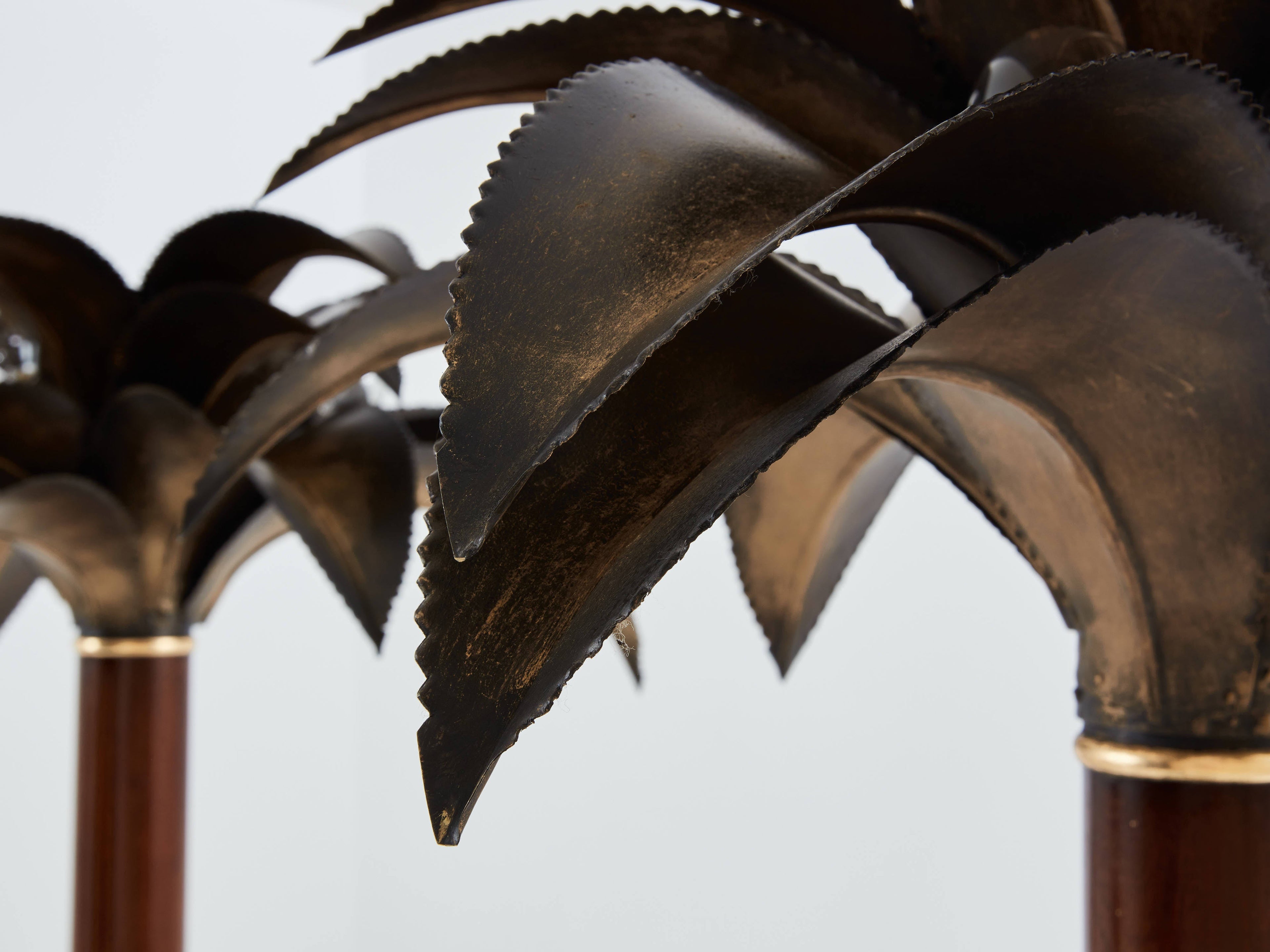 Maison Jansen early palm tree lamps mahogany bronze 1960