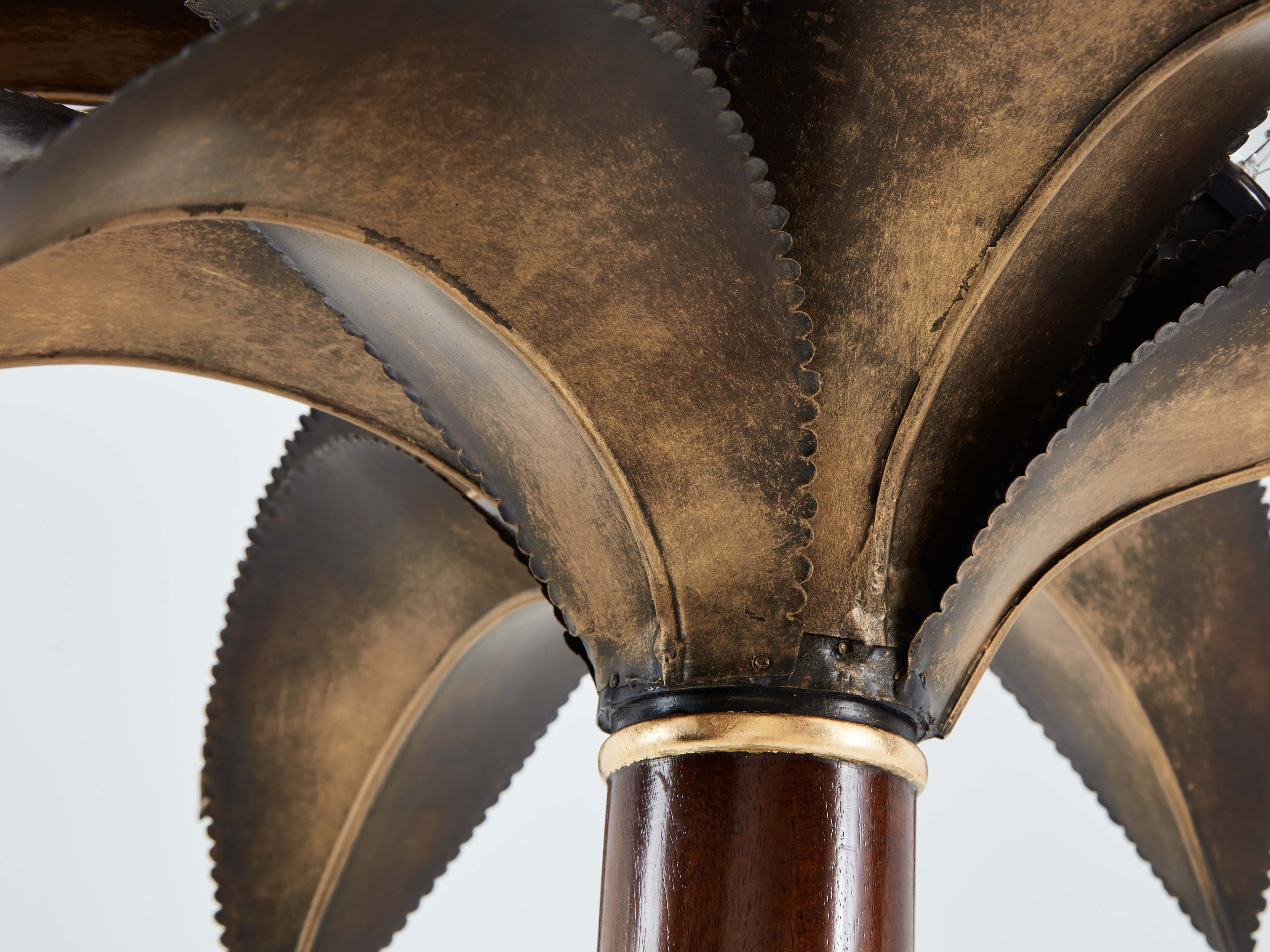 Maison Jansen early palm tree lamps mahogany bronze 1960