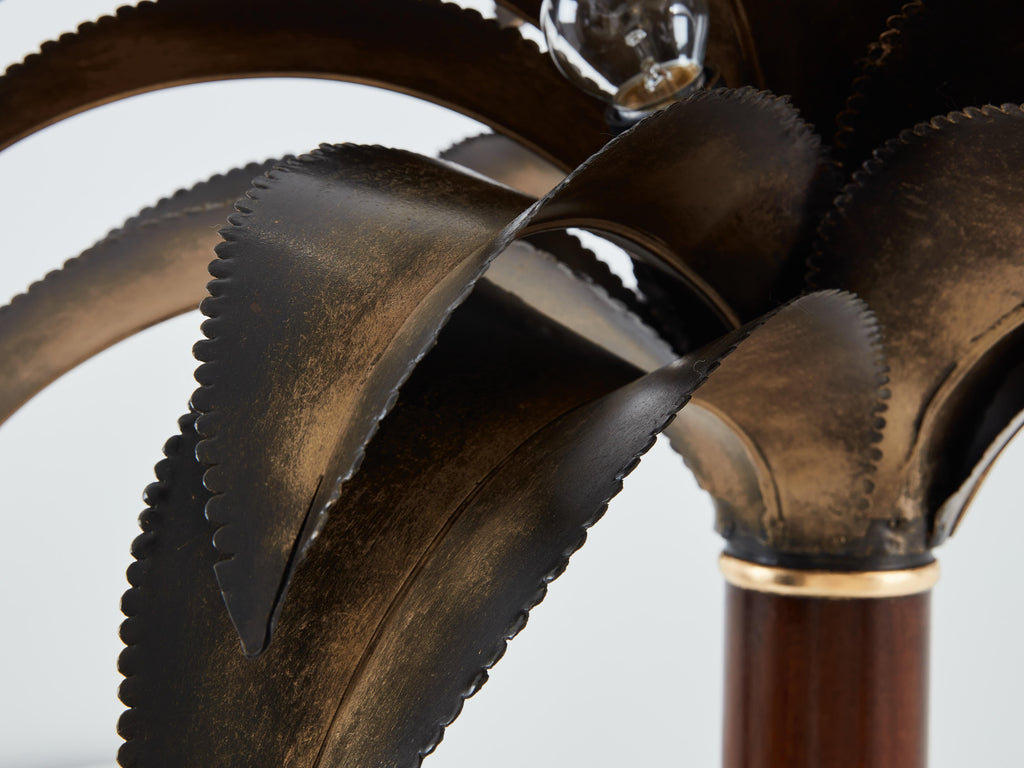Maison Jansen early palm tree lamps mahogany bronze 1960