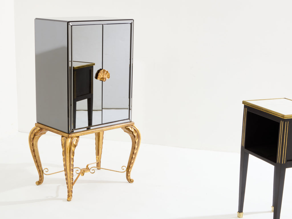 Maison Jansen gilt wood and mirrored bar cabinet 1940