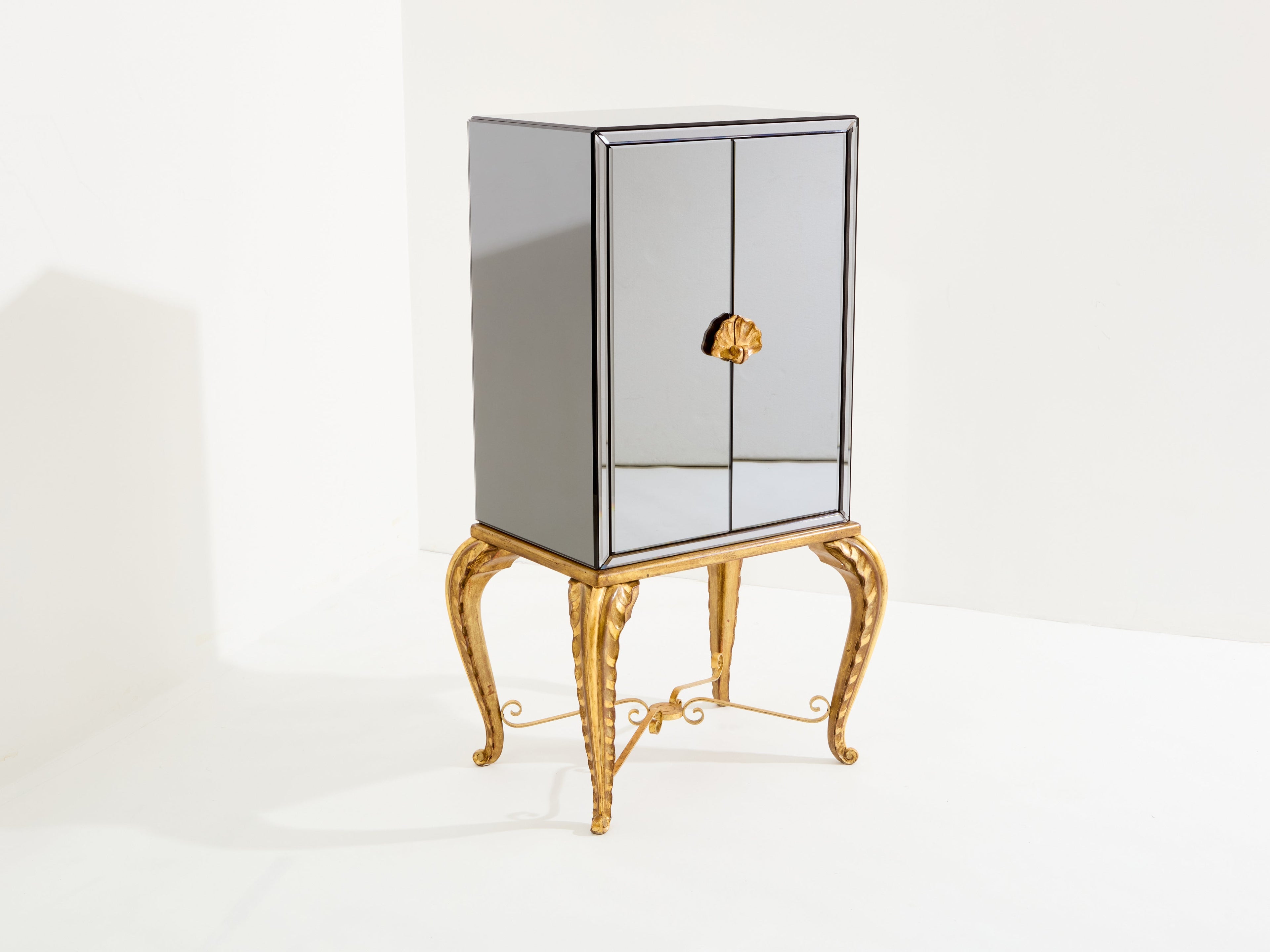 Maison Jansen gilt wood and mirrored bar cabinet 1940