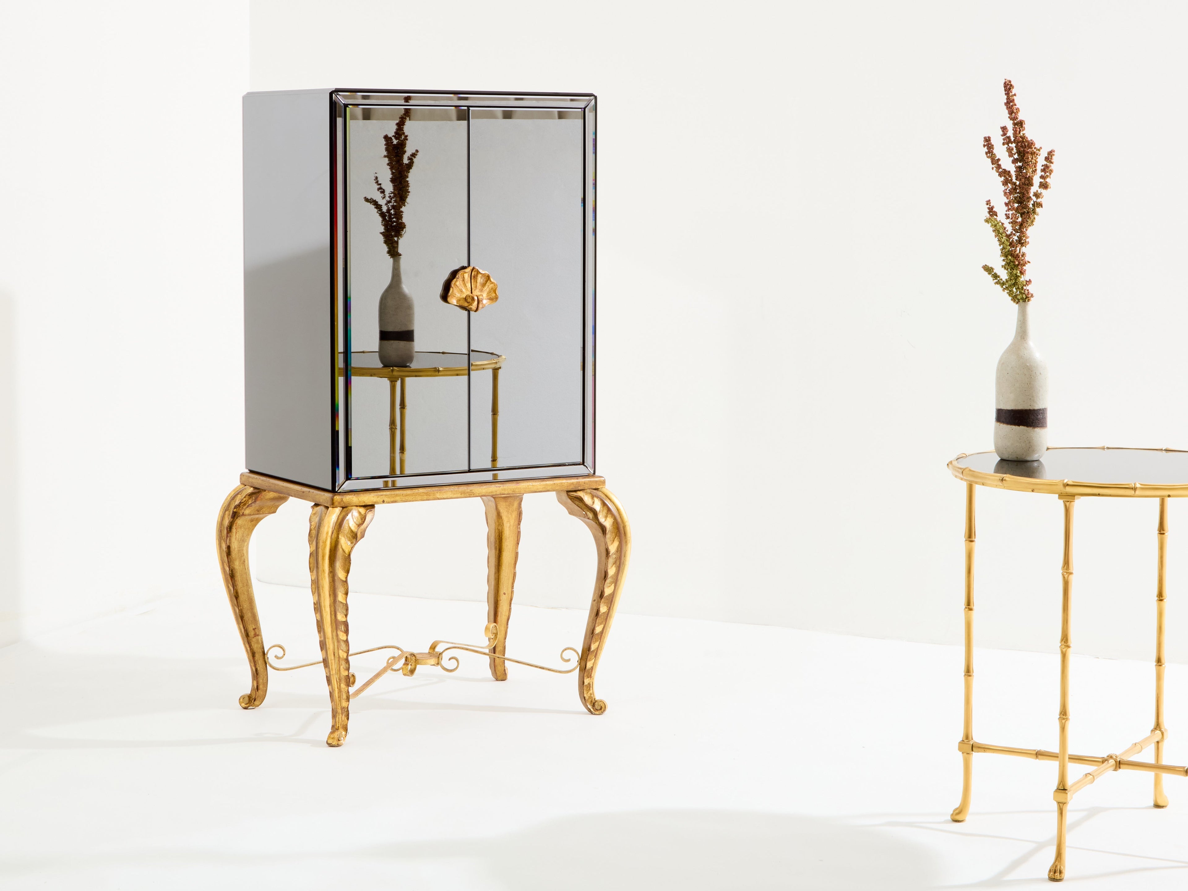 Maison Jansen gilt wood and mirrored bar cabinet 1940