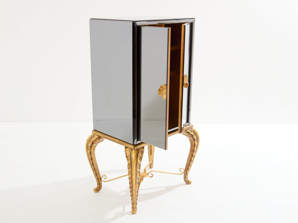 Maison Jansen gilt wood and mirrored bar cabinet 1940