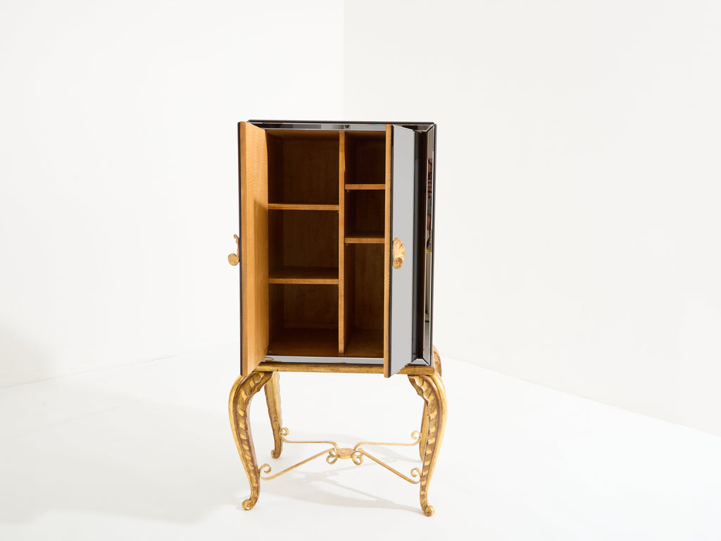 Maison Jansen gilt wood and mirrored bar cabinet 1940