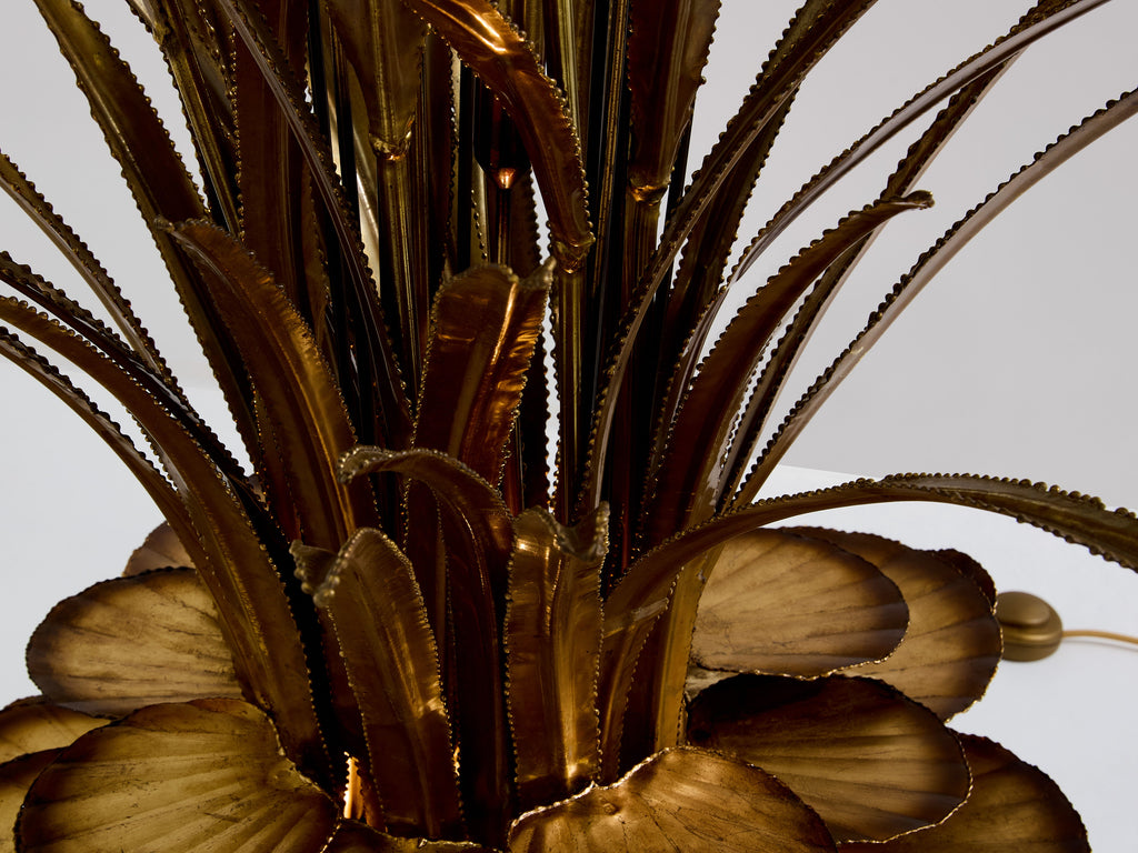 Maison Jansen pair of brass reeds water lilies floor lamps 1970s