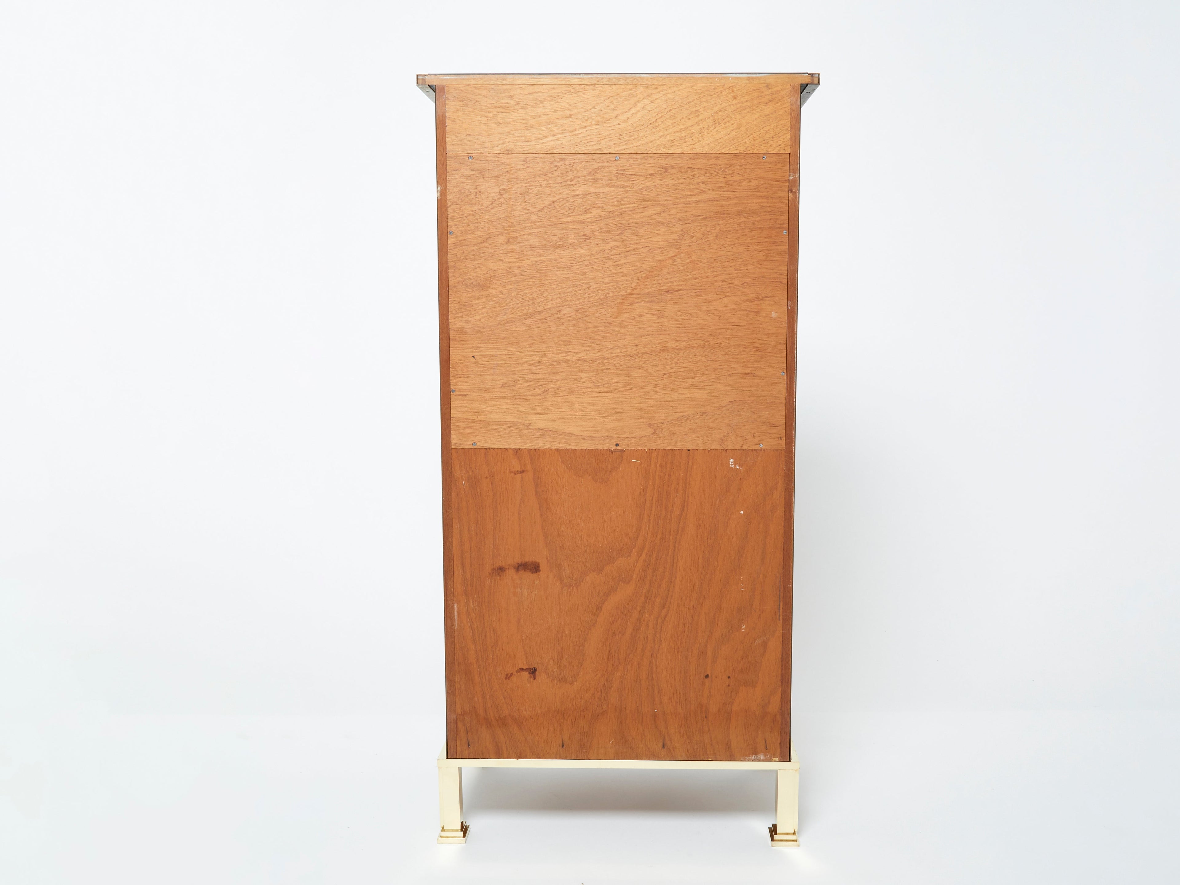 Rare golden lacquer and brass Maison Jansen secretary cabinet 1970s