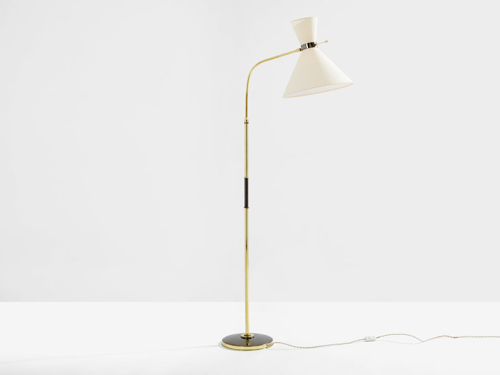 Maison Lunel diabolo brass gunmetal floor lamp 1950s