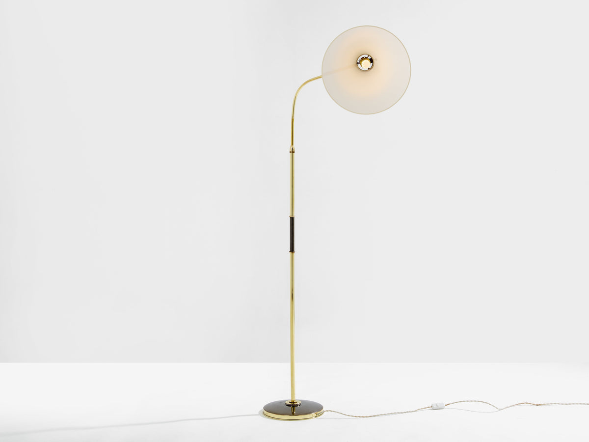 Maison Lunel diabolo brass gunmetal floor lamp 1950s