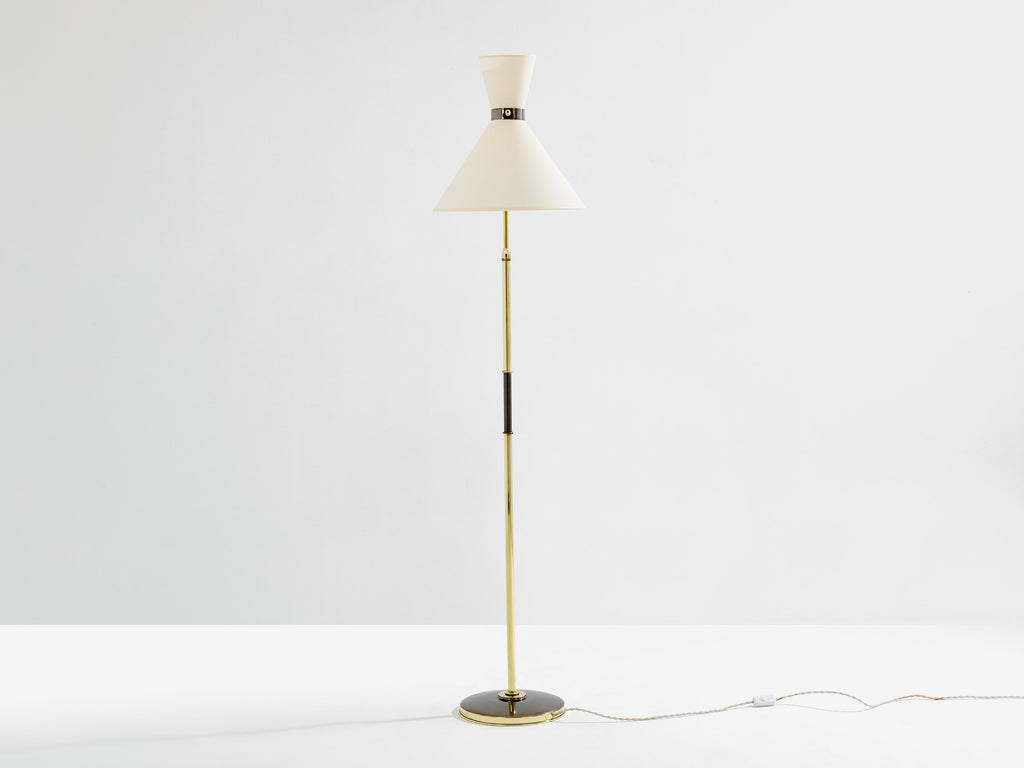 Maison Lunel diabolo brass gunmetal floor lamp 1950s