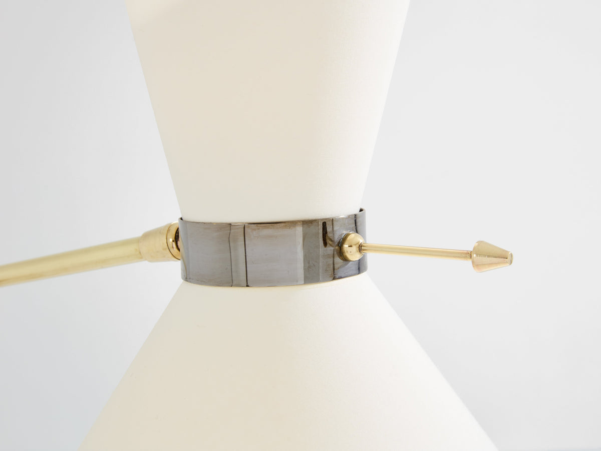 Maison Lunel diabolo brass gunmetal floor lamp 1950s
