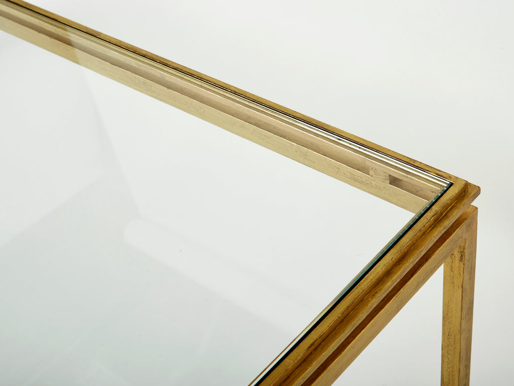 Maison Ramsay coffee table gilded iron glass 1950