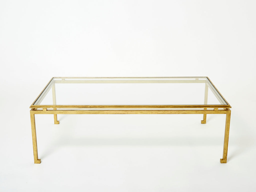 Maison Ramsay coffee table gilded iron glass 1950