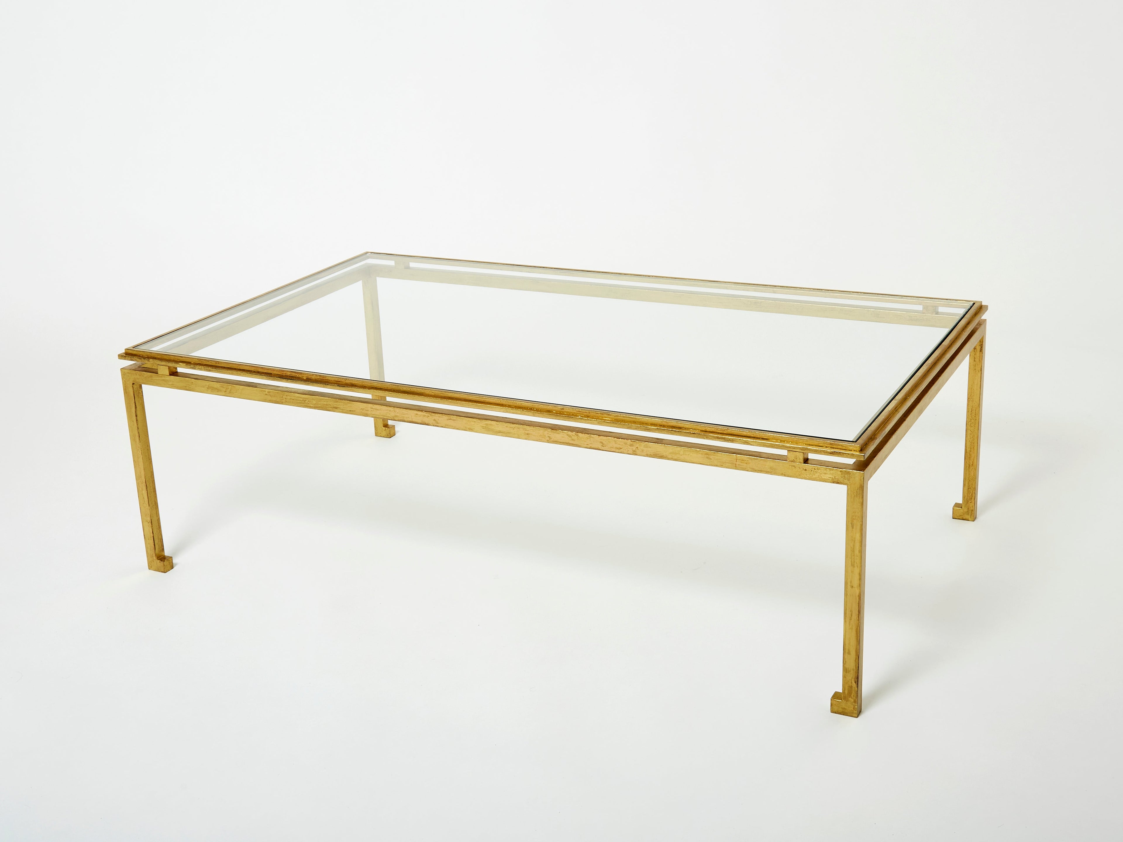 Maison Ramsay coffee table gilded iron glass 1950