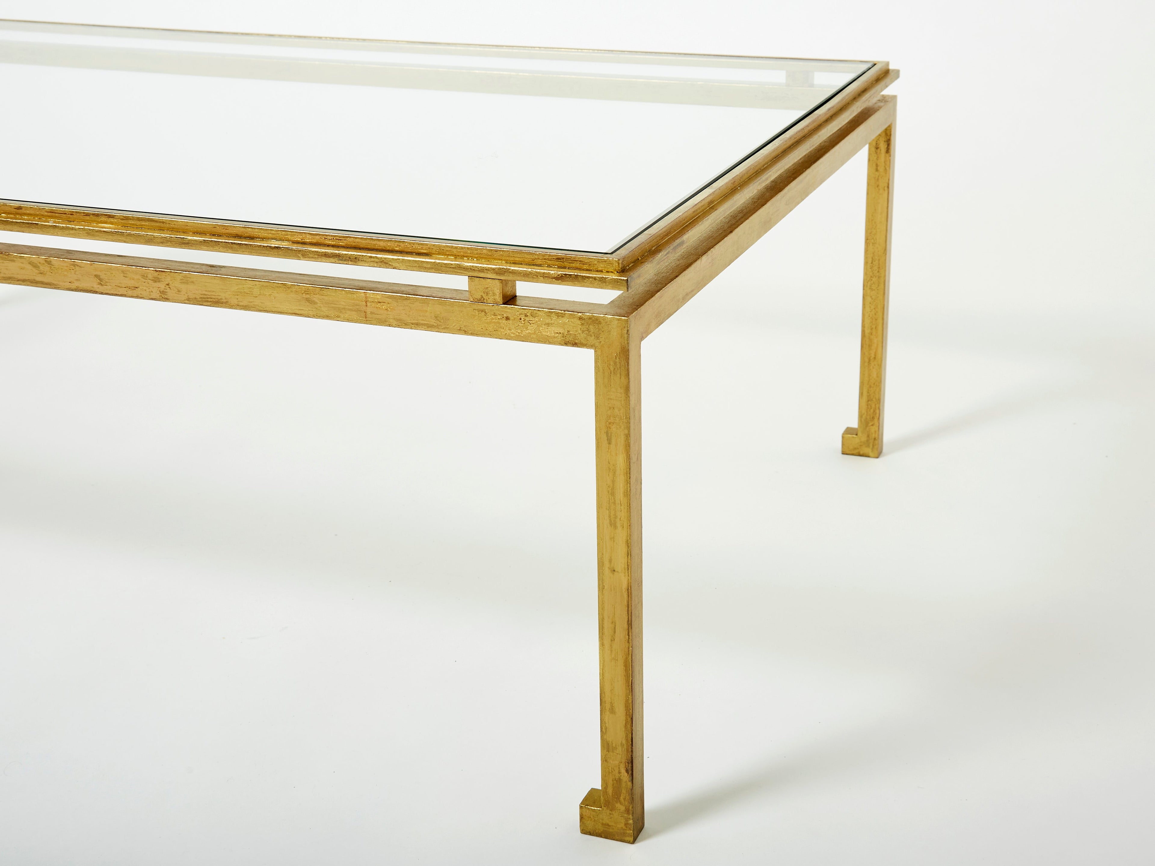 Maison Ramsay coffee table gilded iron glass 1950