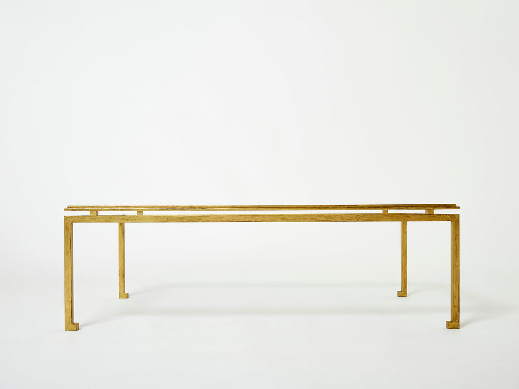Maison Ramsay coffee table gilded iron glass 1950