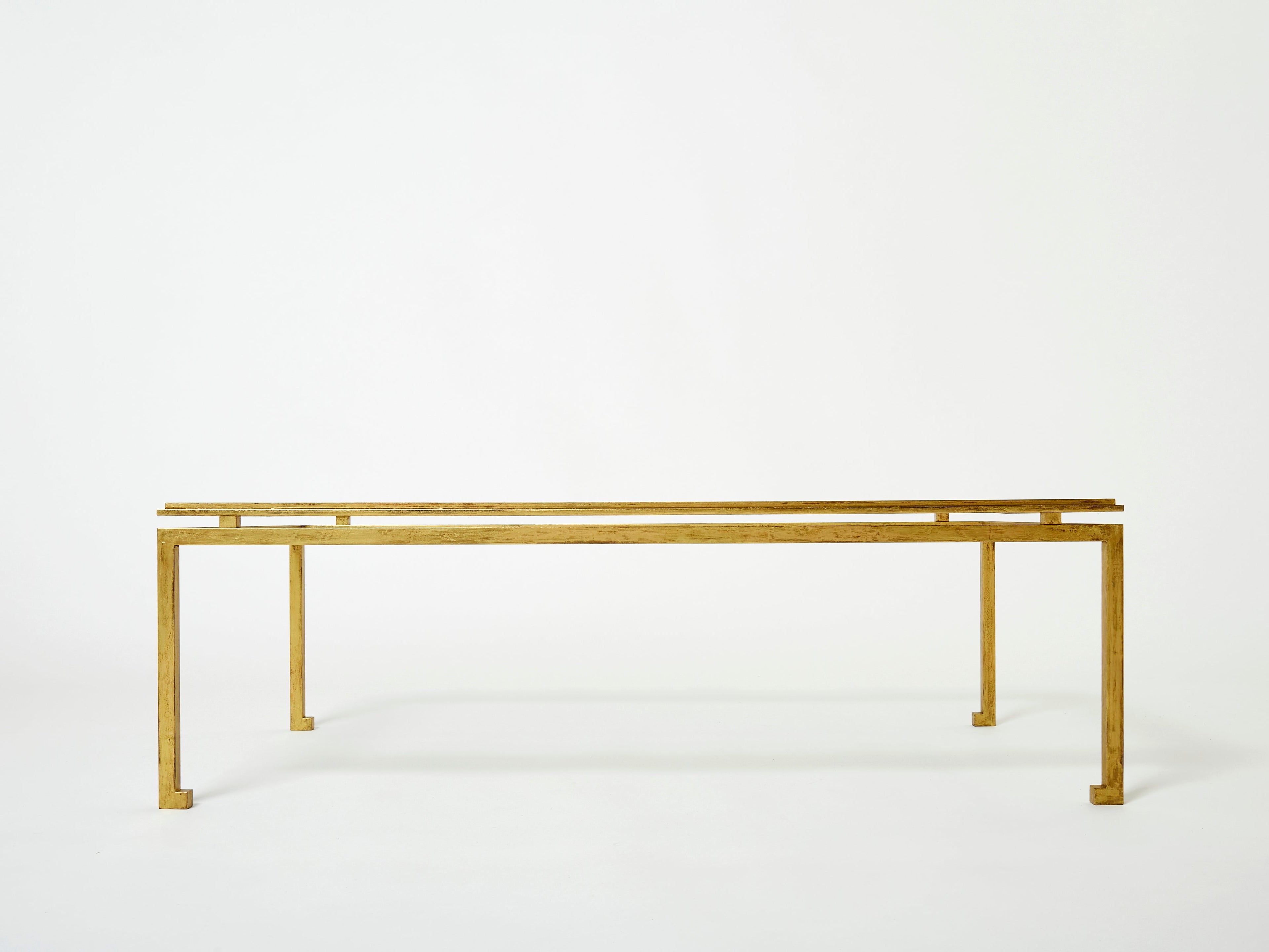 Maison Ramsay coffee table gilded iron glass 1950
