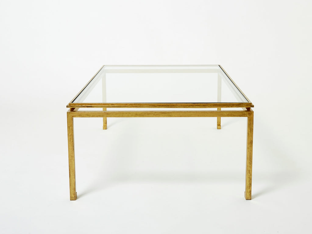 Maison Ramsay coffee table gilded iron glass 1950