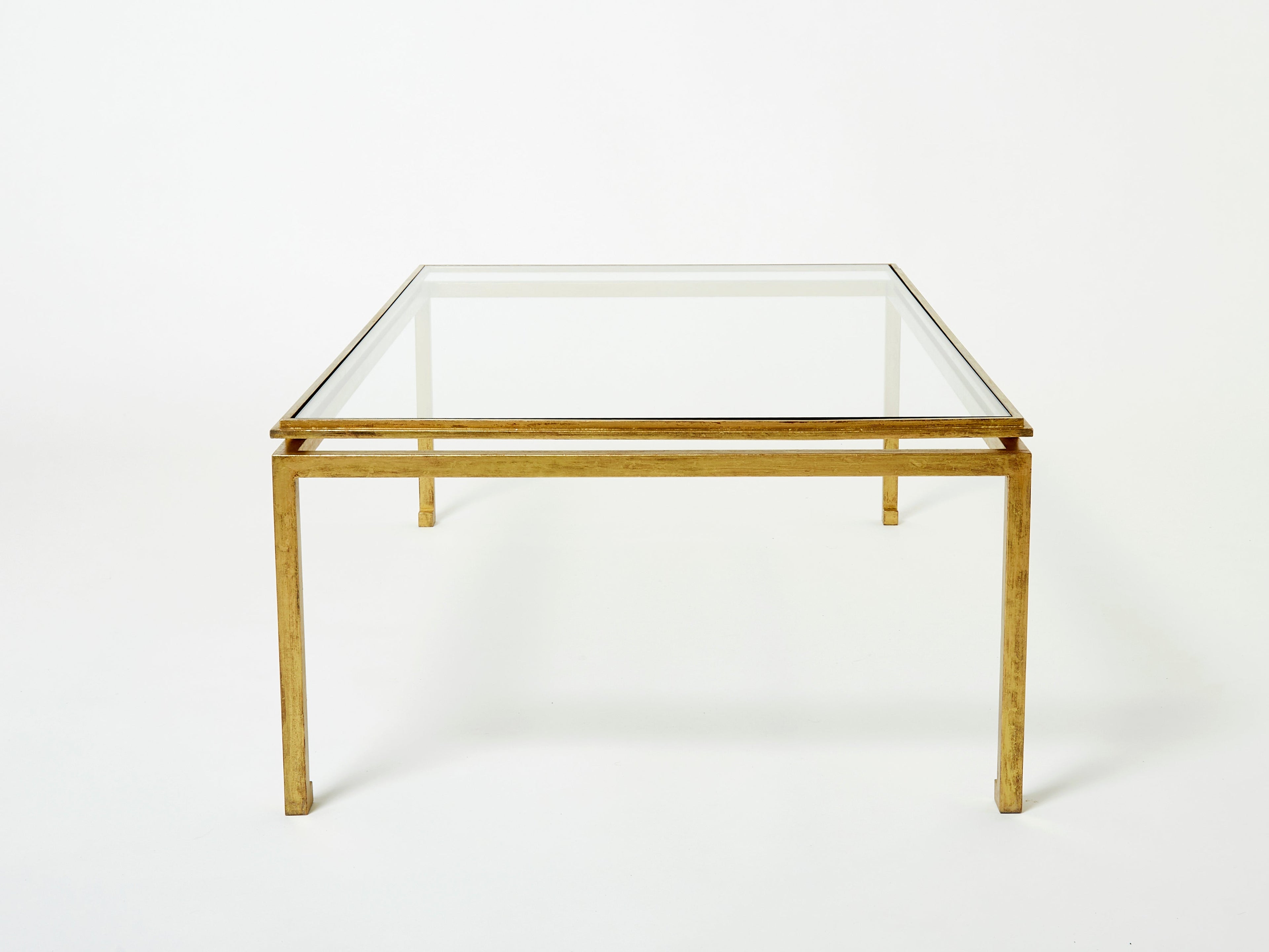 Maison Ramsay coffee table gilded iron glass 1950
