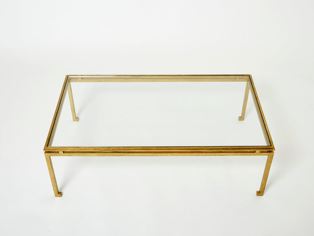 Maison Ramsay coffee table gilded iron glass 1950