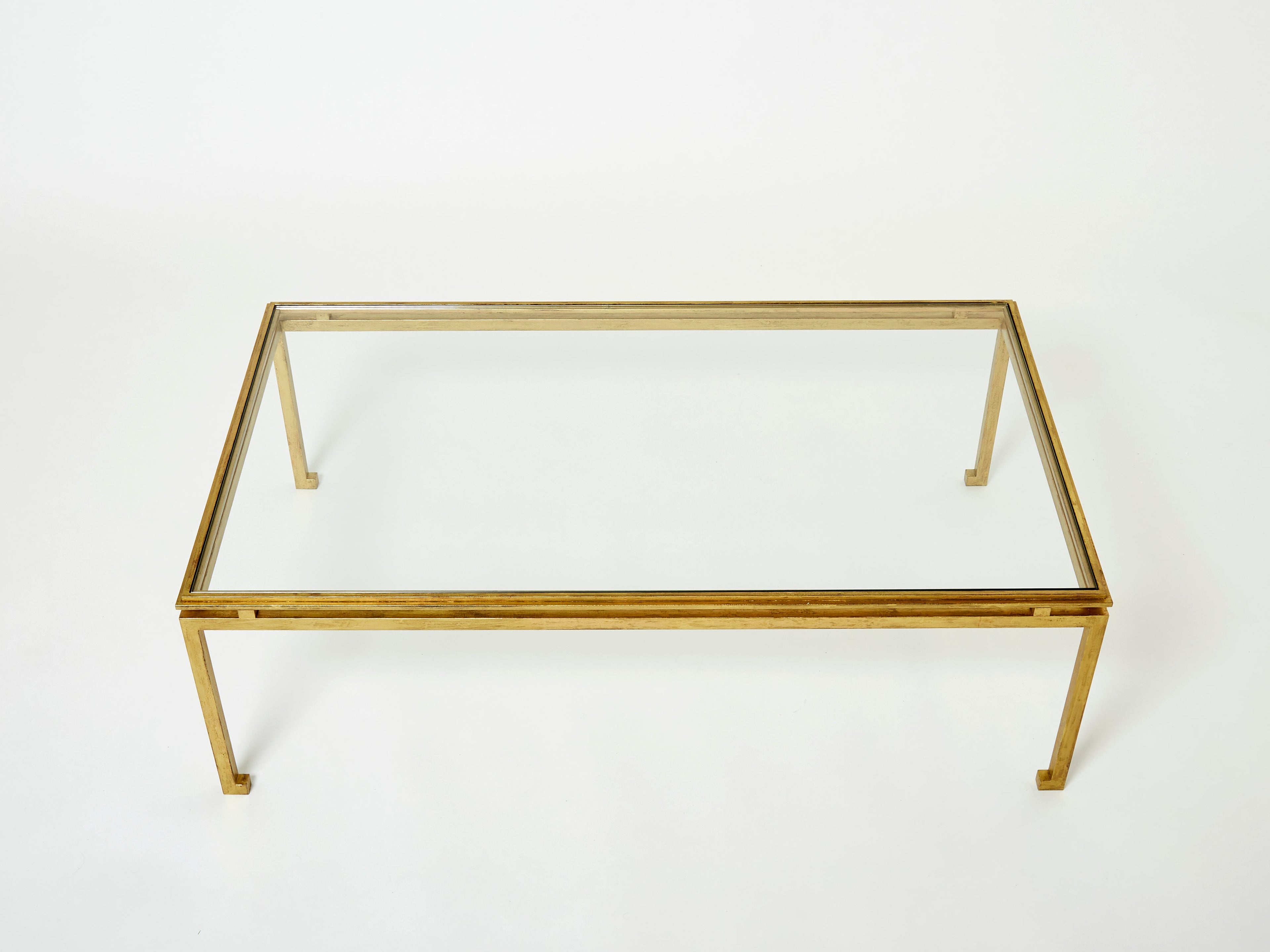 Maison Ramsay coffee table gilded iron glass 1950
