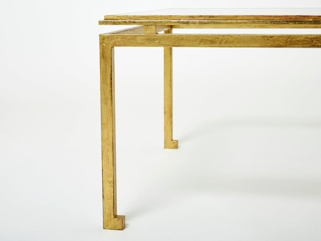 Maison Ramsay coffee table gilded iron glass 1950