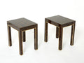 Pair of Romeo Paris palm wood and brass end tables 1970s