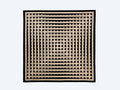 Marcello Morandini black and beige kinetic tufted wool rug 1989