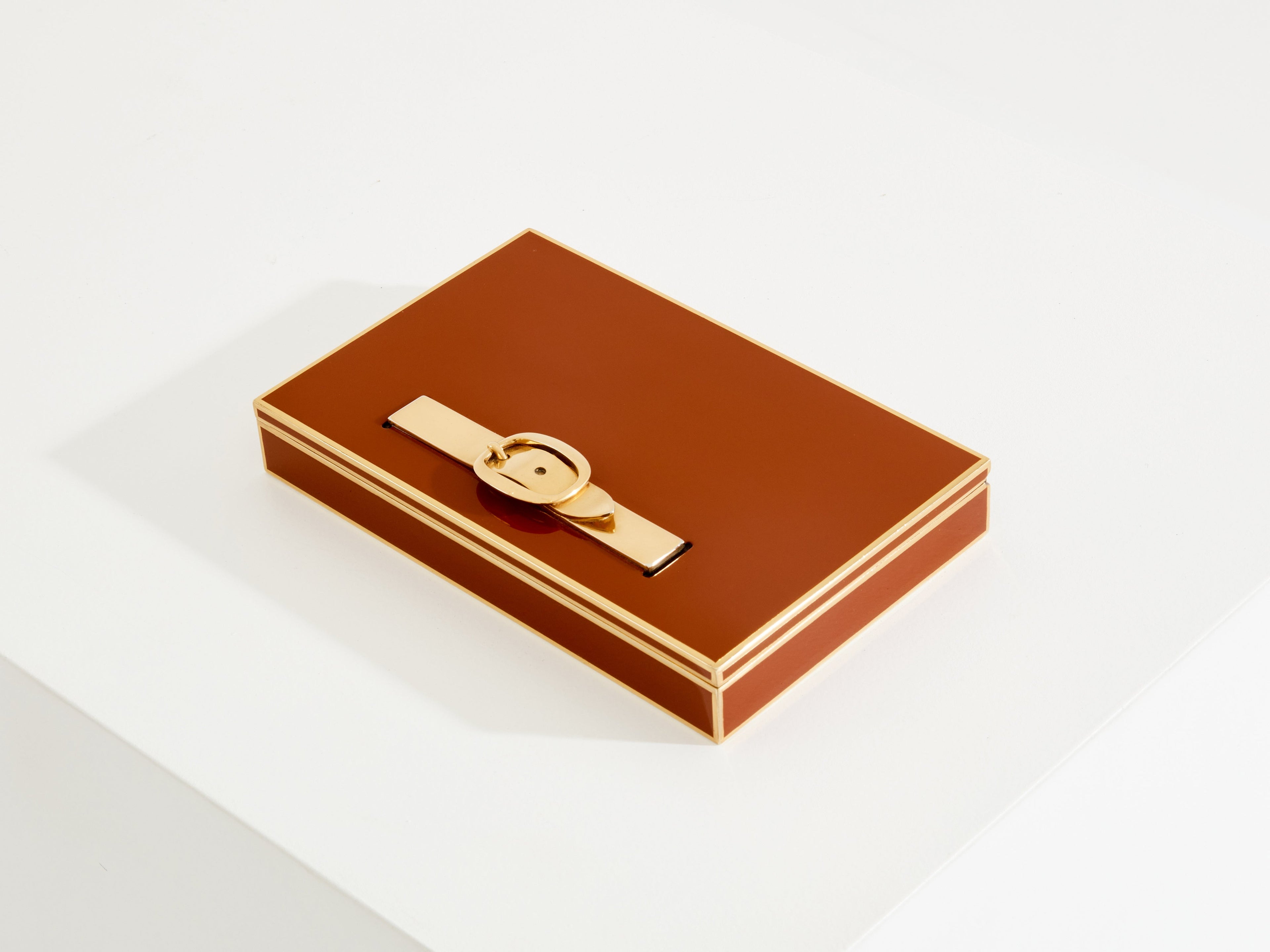 Maria Pergay for Hermès Paris red lacquer brass jewellery box 1970
