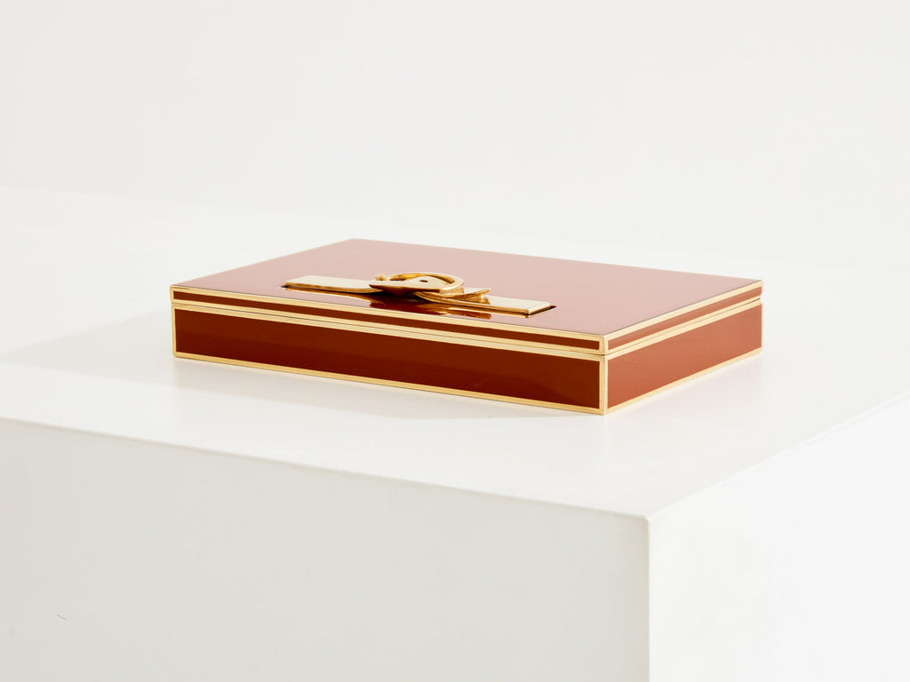 Maria Pergay for Hermès Paris red lacquer brass jewellery box 1970