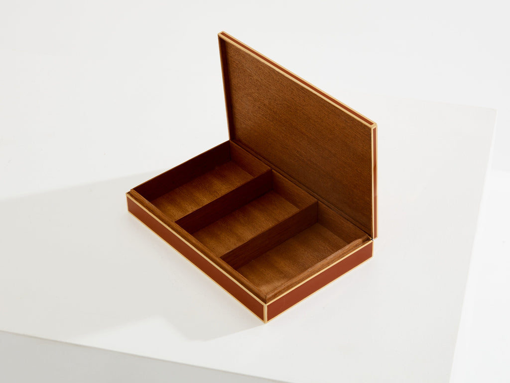 Maria Pergay for Hermès Paris red lacquer brass jewellery box 1970
