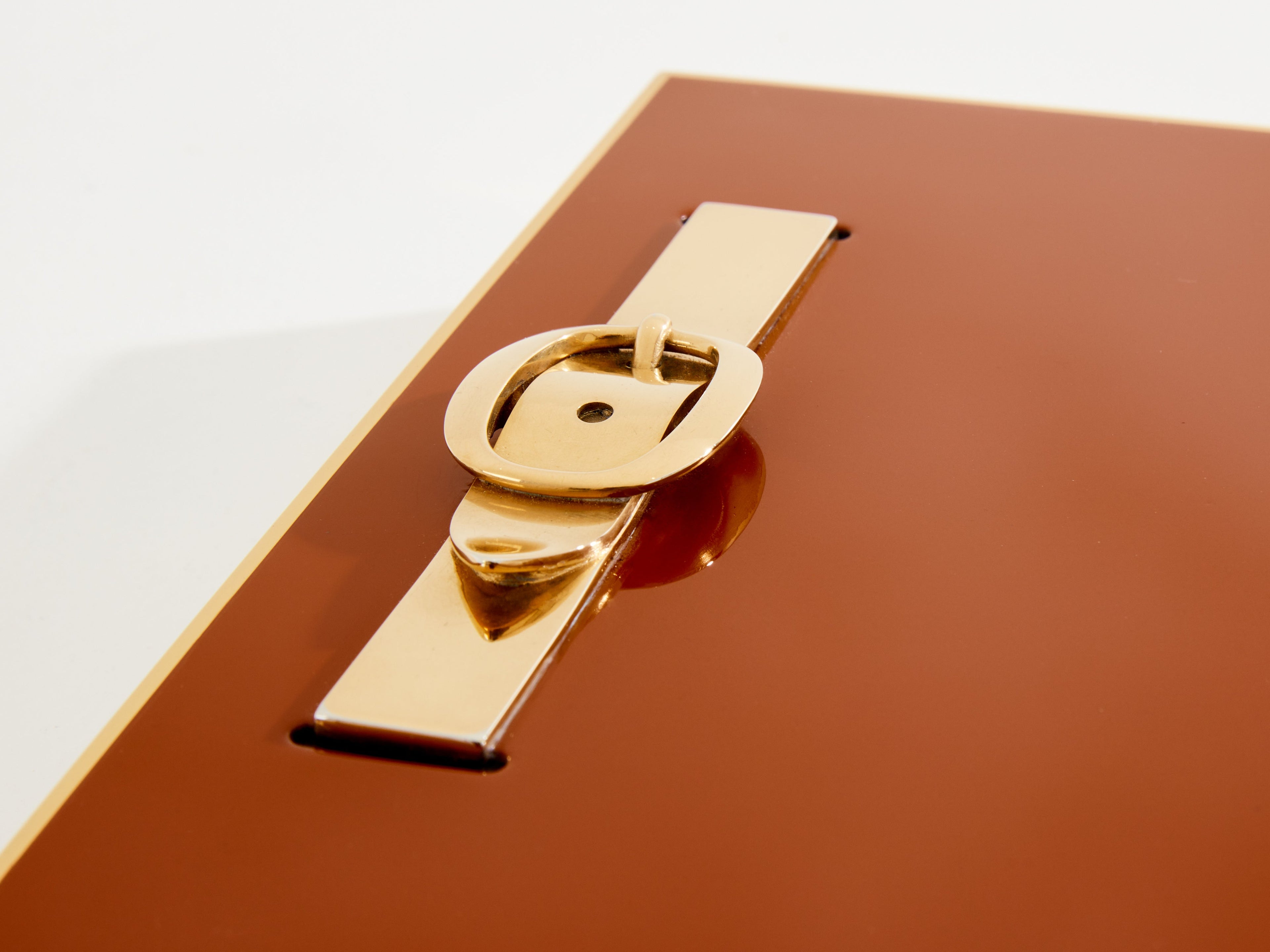 Maria Pergay for Hermès Paris red lacquer brass jewellery box 1970