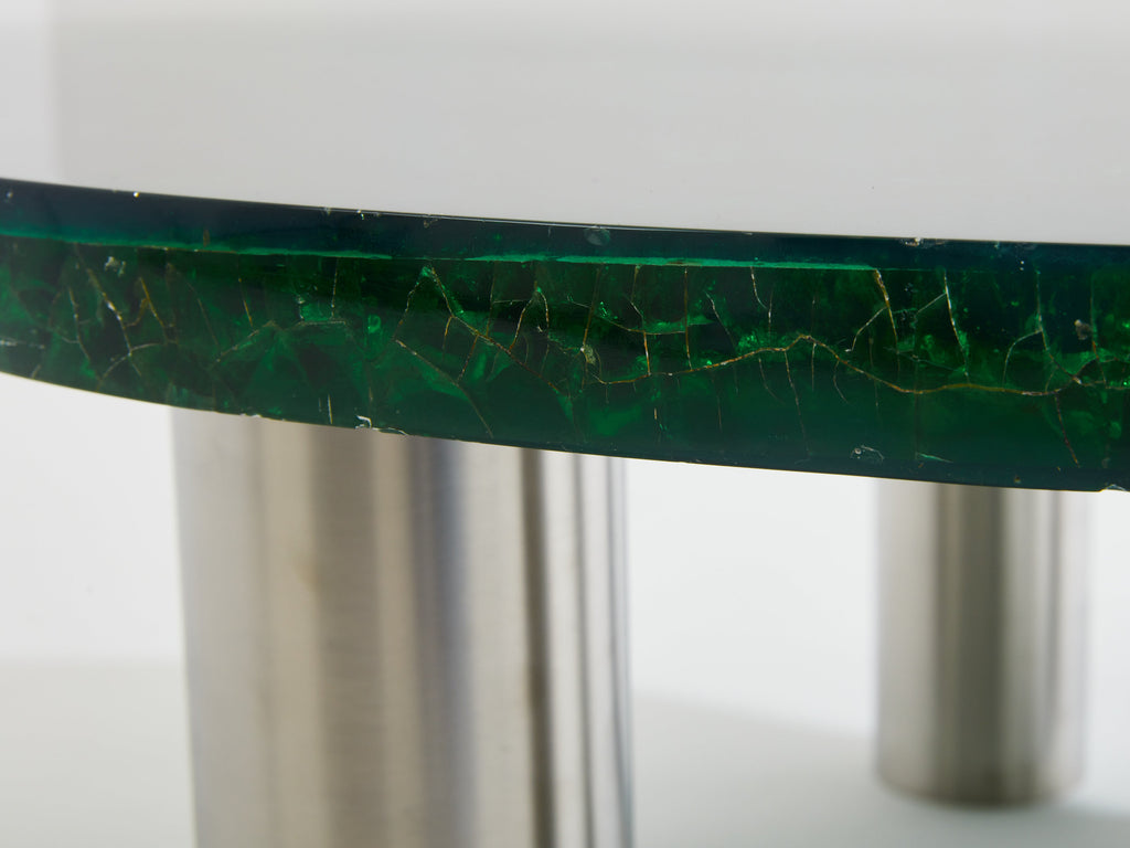 Marie-Claude De Fouquières round fractal resin coffee table 1970