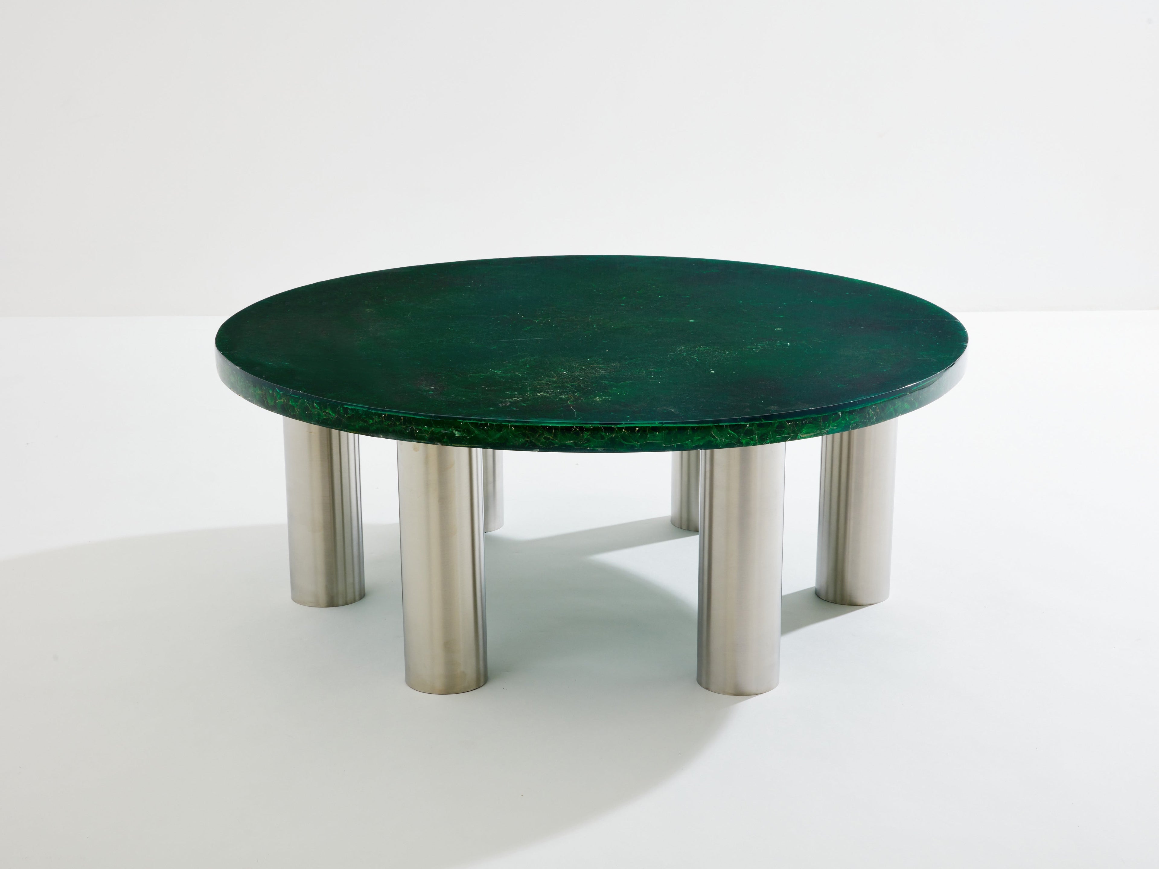 Marie-Claude De Fouquières round fractal resin coffee table 1970